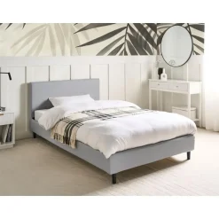 FITOU - Tweepersoonsbed - Lichtgrijs - 120 x 200 cm - Polyester