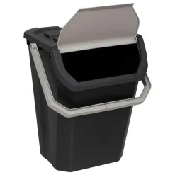 5Five Afvalbak/vuilnis klepdeksel - kunststof - zwart - 37L