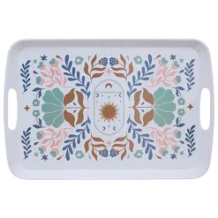 5Five Design dienblad van melamine - 39 x 26 cm - flowers print wit