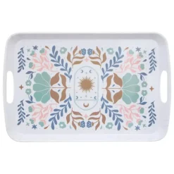 5Five Design dienblad van melamine - 47 x 30 cm - flowers print wit