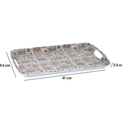 5Five Design dienblad van melamine - 47 x 30 cm - flowers print wit