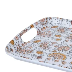 5Five Design dienblad van melamine - 39 x 26 cm - flowers print wit