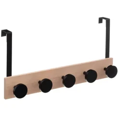 5Five Deurkapstok - zwart - 5-haaks - B50 x H24 cm