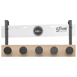 5Five Deurkapstok - zwart - 5-haaks - B50 x H24 cm
