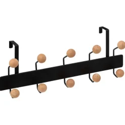 5Five Deurkapstok - zwart/beige - 10-haaks - B44 x H17 cm