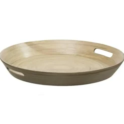 5Five Dienblad/serveerblad - bamboe bruin - handvaten - D42 cm