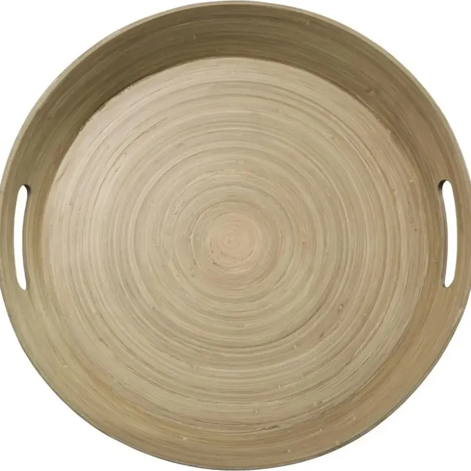 5Five Dienblad/serveerblad - bamboe bruin - handvaten - D42 cm