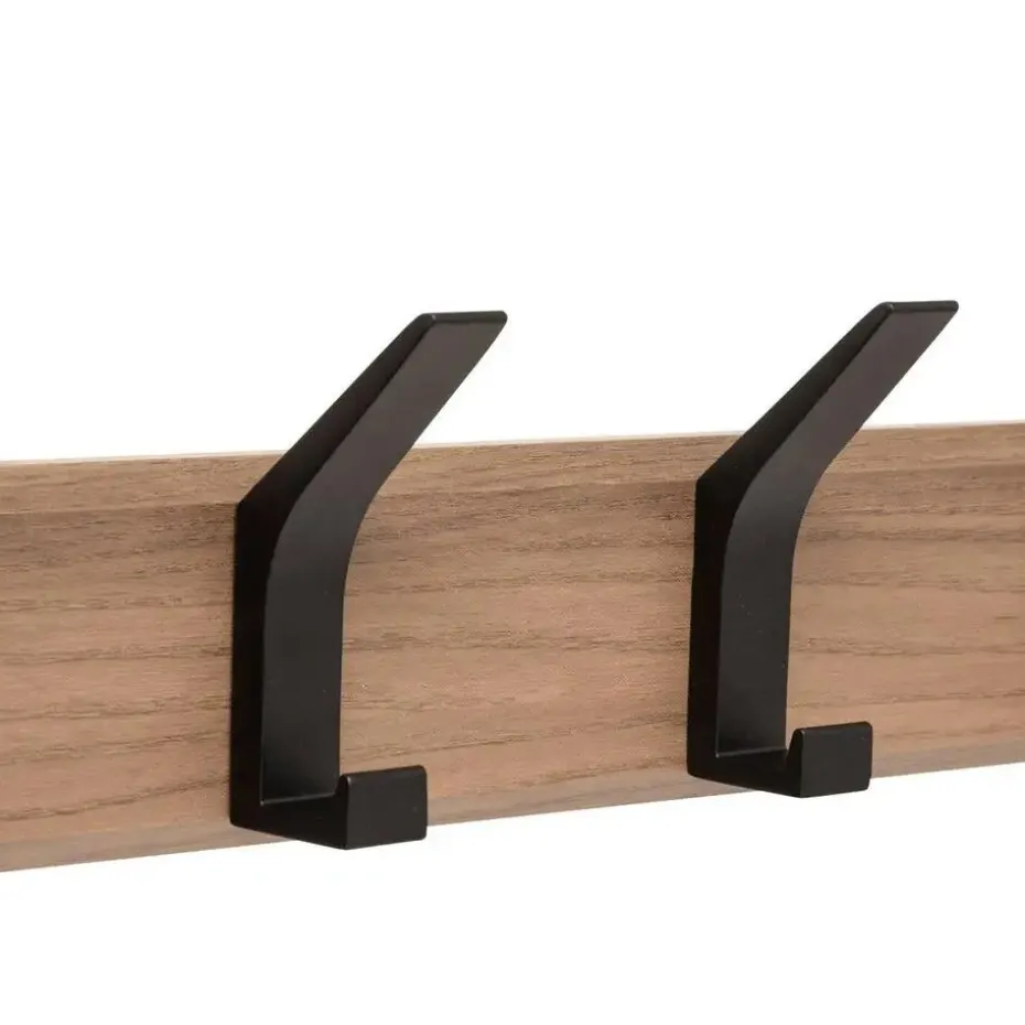 5Five Kapstok - 4 ophang haken - RVS - bruin/zwart - 45 x 10 cm