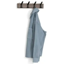 5Five Kapstok - 4 ophang haken - RVS - bruin/zwart - 45 x 10 cm