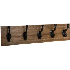 5Five Kapstok - kastanjebruin - 5haaks - MDF/ijzer - 50 x 8.5 x 14 cm