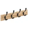 5Five Kapstok rek voor wand/muur - lichtbruin/zwart - 4x ophanghaken