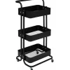 5Five Keuken/badkamer opberg trolley - 3 laags - zwart