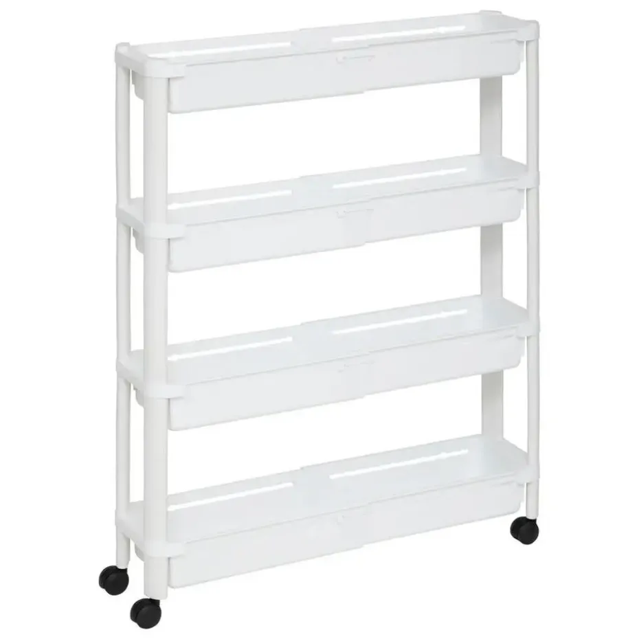 5Five Keuken/badkamer trolley 4 laags - 37 x 15 x 79 cm - wit