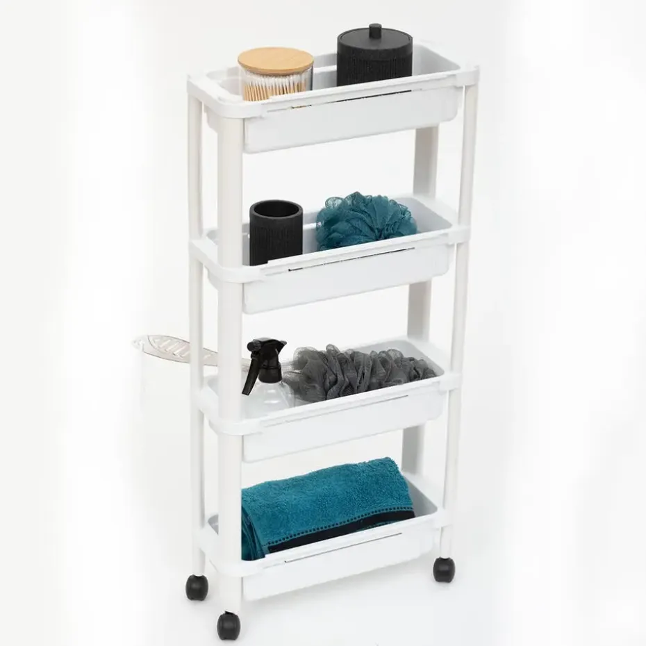 5Five Keuken/badkamer trolley 4 laags - 37 x 15 x 79 cm - wit