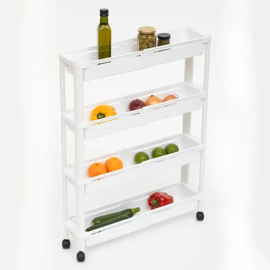 5Five Keuken/badkamer trolley 4 laags - 37 x 15 x 79 cm - wit