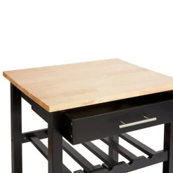 5Five Keukentrolley - met lade - zwart/bruin - 87 x 58 x 48 cm