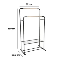5Five Kledingrek - dubbele stang - metaal - 82 x 50 x 153 cm
