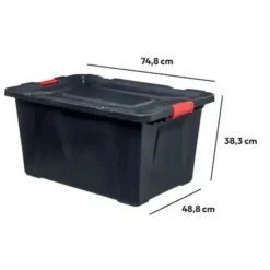 5Five opbergbox/opbergkrat - 100 Liter - zwart - kunststof