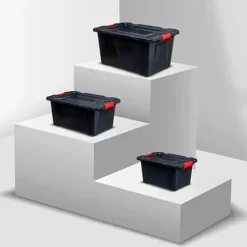 5Five opbergbox/opbergkrat - 100 Liter - zwart - kunststof