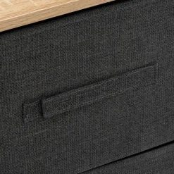 5Five Opbergkast - 2x mand - 42x30x51cm - hout/stof donkergrijs