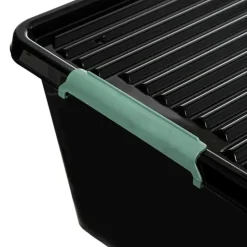 5Five Opslagbak met deksel - zwart - kunststof - 60L - 58x39x35cm