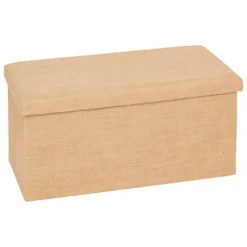 5Five Poef/hocker - opbergbox - beige - PU/MDF - 38 x 76 cm