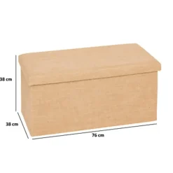 5Five Poef/hocker - opbergbox - beige - PU/MDF - 38 x 76 cm