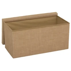 5Five Poef/hocker - opbergbox - beige - PU/MDF - 38 x 76 cm