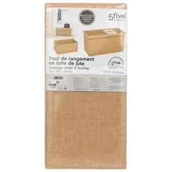 5Five Poef/hocker - opbergbox - beige - PU/MDF - 38 x 76 cm