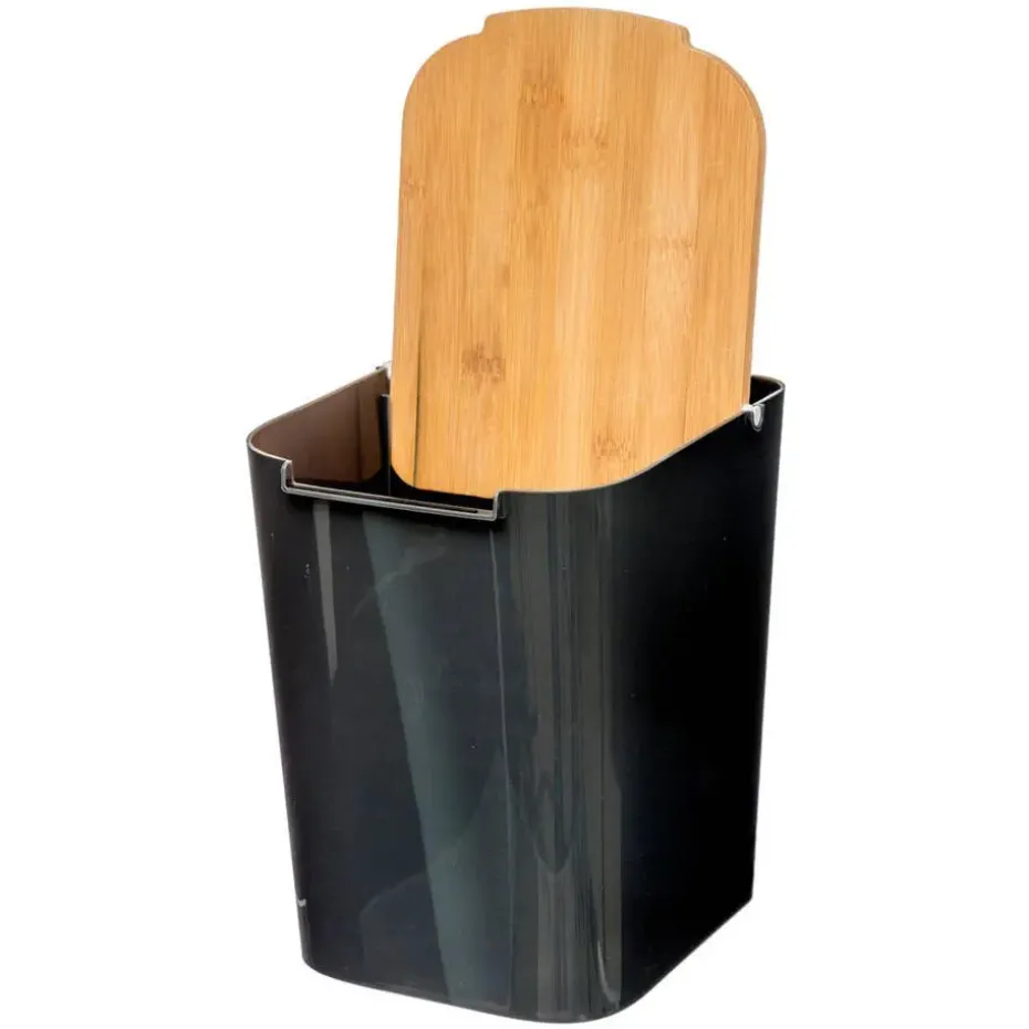 Five Prullenbak - 5 liter - bamboe - zwart/lichtbruin - 24 x 19 cm