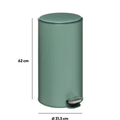 5Five Prullenbak/pedaalemmer - groen - metaal - 30 liter - 62 cm