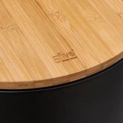 5Five Prullenbak/pedaalemmer Bamboe - zwart - 30L - 38 x 29 x 60 cm