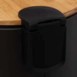 5Five Prullenbak/pedaalemmer Bamboe - zwart - 30L - 38 x 29 x 60 cm