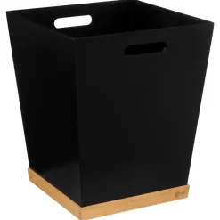 5Five Prullenbak/vuilnisbak - 23 liter - MDF hout - zwart - 27 x 32 cm
