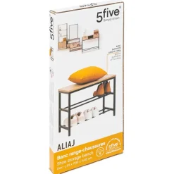 5Five Schoenenrek/kastje - zwart/bruin - 6 paar schoenen - metaal