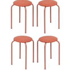 5Five Stapelbaar zit krukje - metaal/polyester - roze