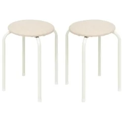 5Five Stapelbaar zit krukje - metaal/polyester - wit