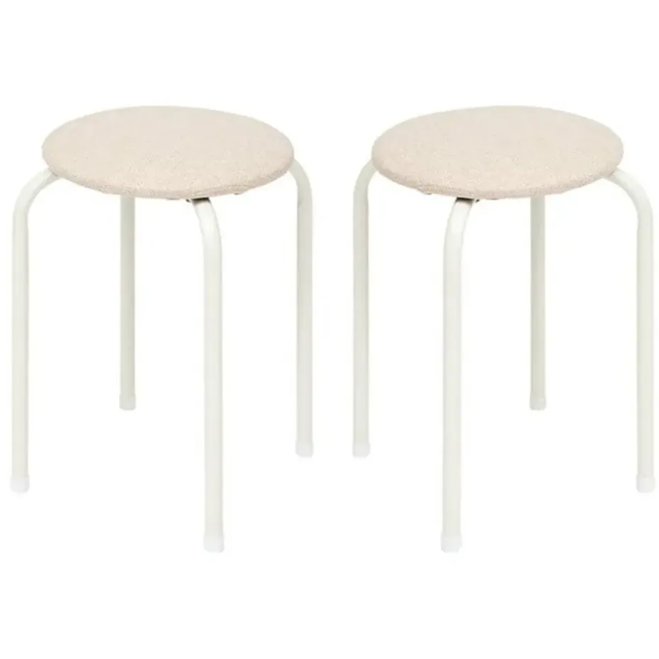 5Five Stapelbaar zit krukje - metaal/polyester - wit