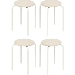 5Five Stapelbaar zit krukje - metaal/polyester - wit