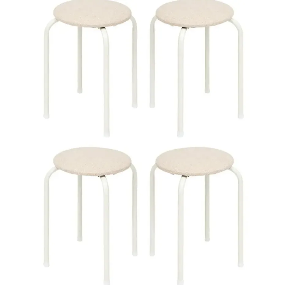 5Five Stapelbaar zit krukje - metaal/polyester - wit