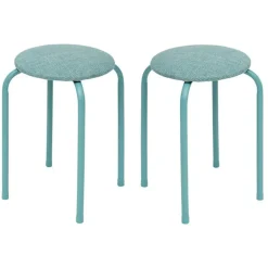 5Five Stapelbaar zit krukje - metaal/polyester - blauw