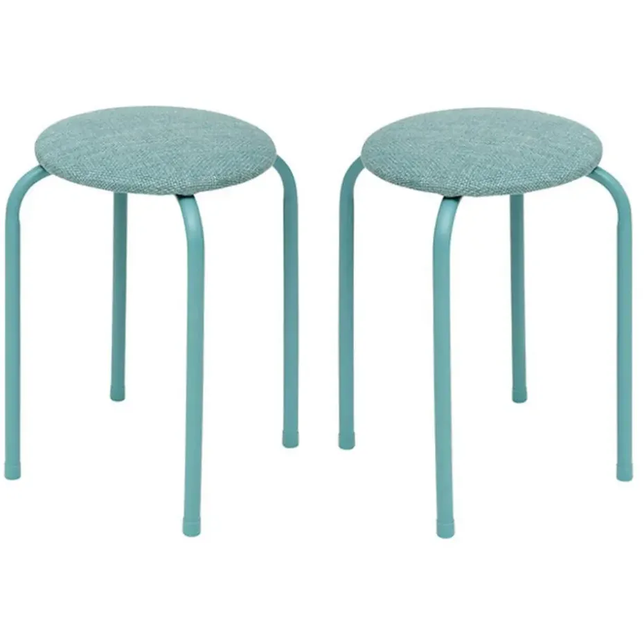 5Five Stapelbaar zit krukje - metaal/polyester - blauw