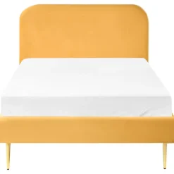 FLAYAT - Eenpersoonsbed - Geel - 120 x 200 cm - Fluweel