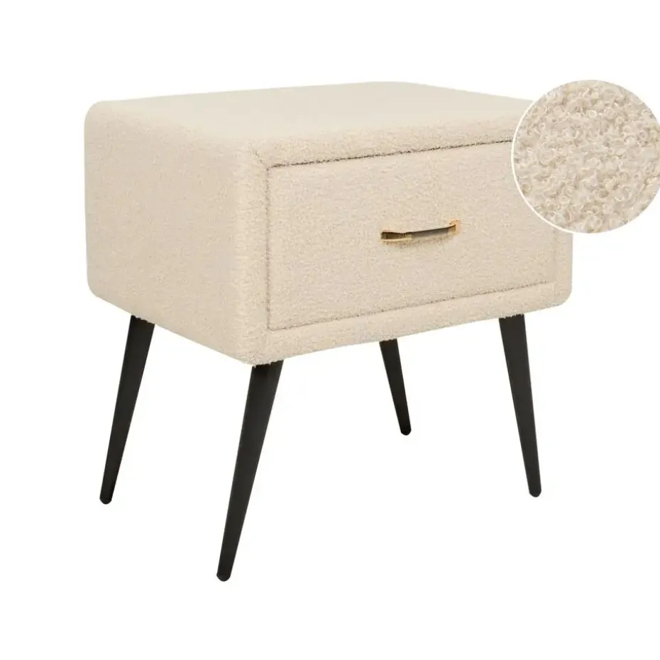 FLAYAT - Nachtkastje - Beige - Bouclé