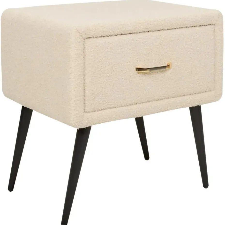 FLAYAT - Nachtkastje - Beige - Bouclé