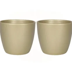 Floran Bloempot - parelgoud - keramiek - binnengebruik - 32 x 27 cm