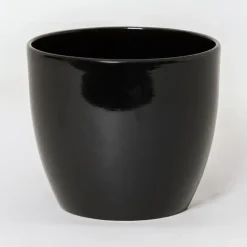 Floran Bloempot/plantenpot Boule - zwart - keramiek - 32 x 27 cm