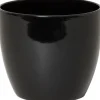 Floran Bloempot/plantenpot Boule - zwart - keramiek - 15 x 13 cm