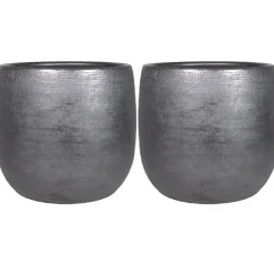 Floran Plantenpot Mira - keramiek - zwart - 18 x 16 cm