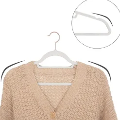 Fluwelen kledinghangers, Set van 50, Antislip, Wit en Rosé Goud